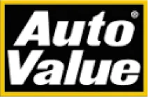The image shows the Auto Value logo with bold white text on a black background, outlined by a yellow border.