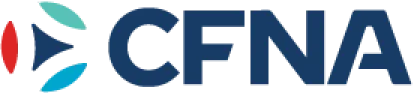 CFNA logo with a blue circular triangular design on the left and the bold blue letters CFNA on the right.